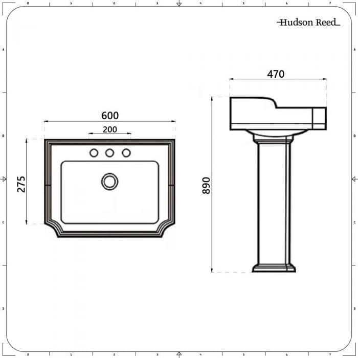 Dimensiones de un Lavabo con Pedestal.